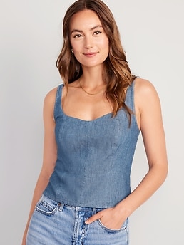 Navy Denim Bustier Top