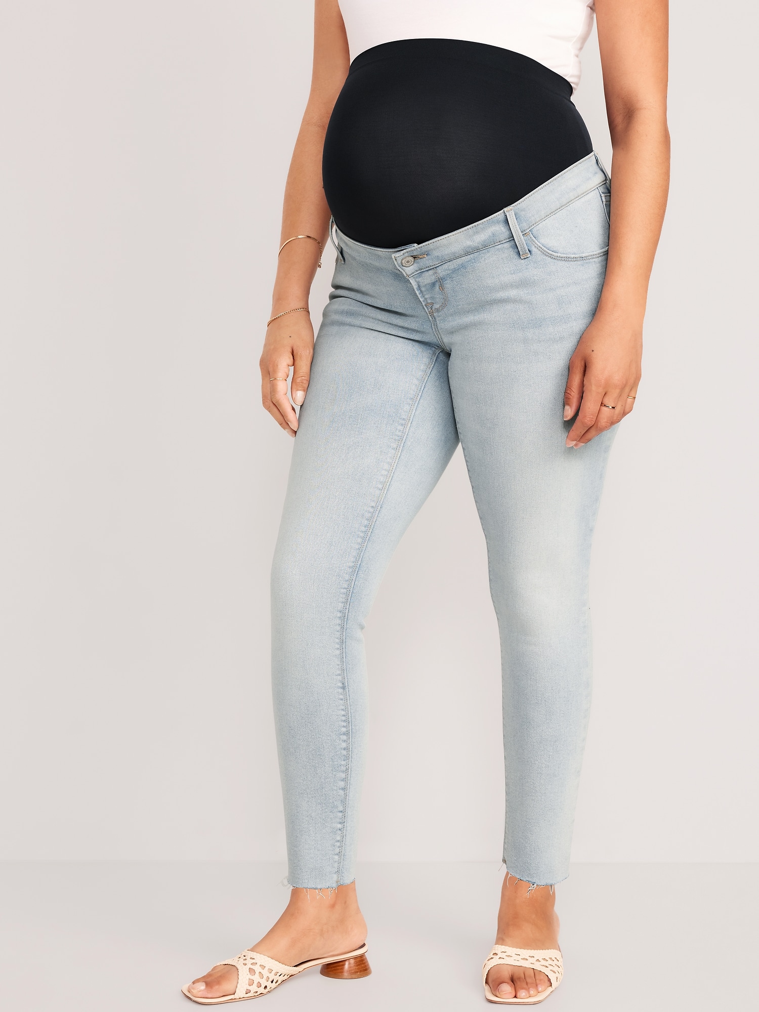 Maternity Premium Full Panel Rockstar Super Skinny Cut-Off Jeans