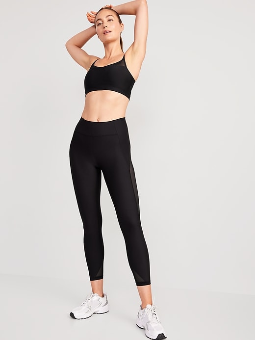 Image number 3 showing, High-Waisted PowerSoft Mesh-Panel 7/8 Leggings