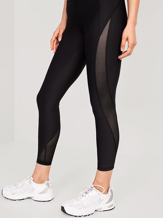 Image number 4 showing, High-Waisted PowerSoft Mesh-Panel 7/8 Leggings