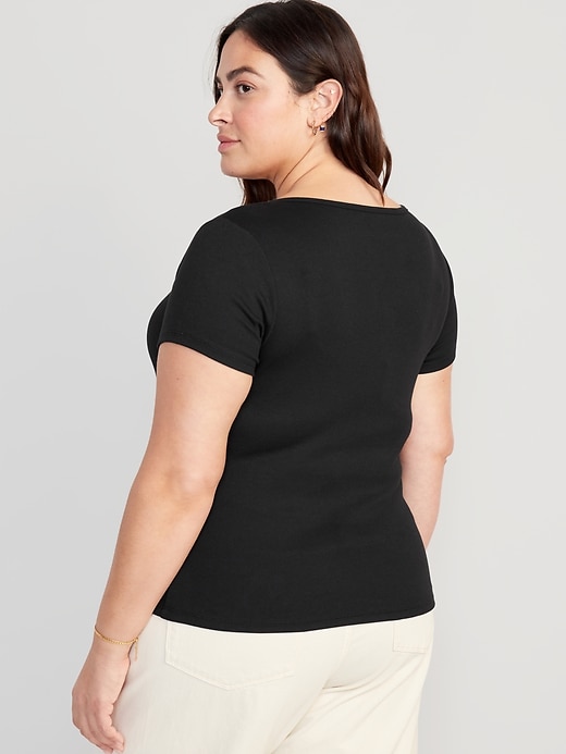 Fitted Rib-Knit T-Shirt for Women Old | Navy