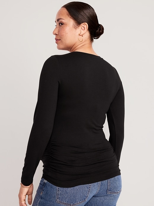 Image number 2 showing, Maternity EveryWear Fitted V-Neck Long-Sleeve T-Shirt