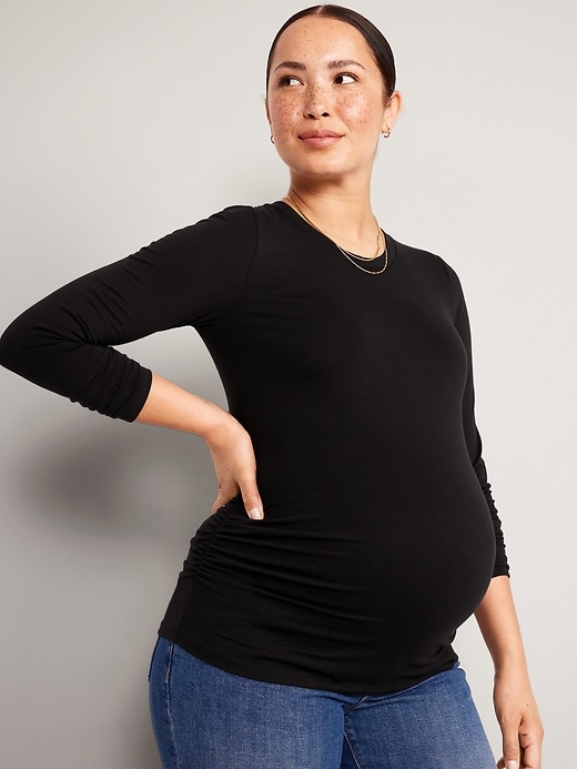 Image number 1 showing, Maternity EveryWear Fitted Long-Sleeve T-Shirt