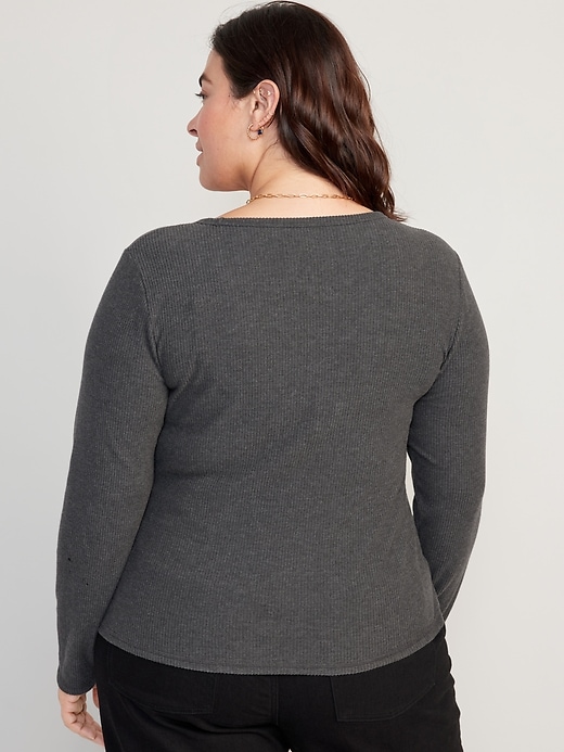 Image number 8 showing, Plush Long-Sleeve V-Neck T-Shirt