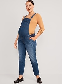 Image number 1 showing, Maternity Side-Panel OG Straight Jean Overalls