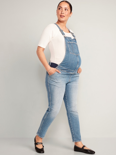 Maternity Side-Panel OG Straight Jean Overalls - Joni