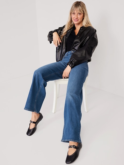 Alkyne Seamed Front Wide Leg Jeans, Oprah Favorite Jeans, Womens Shaping  Pull-On Straight Leg Elasticity Pants (XS, Black) at  Women's Jeans  store