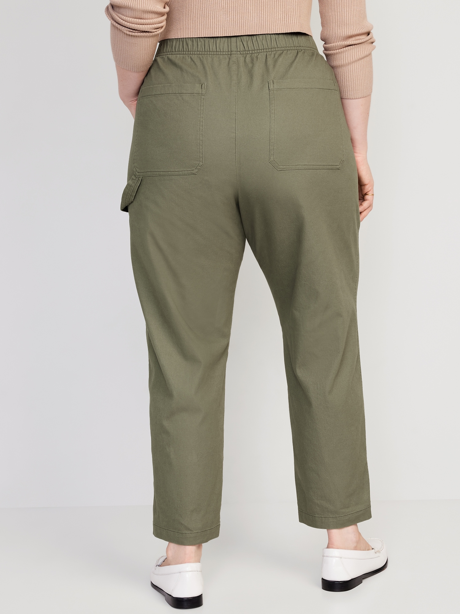 Womens Stretch Cargo Pants With Pockets Utility Elasticated High