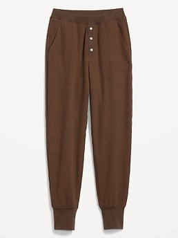 High-Waisted Waffle-Knit Pajama Jogger Pants