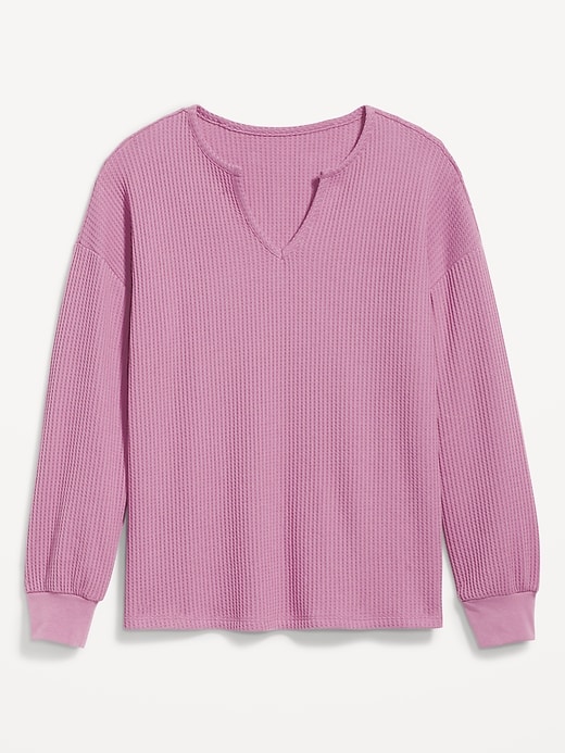 Image number 4 showing, Long Sleeve Waffle-Knit Pajama Top