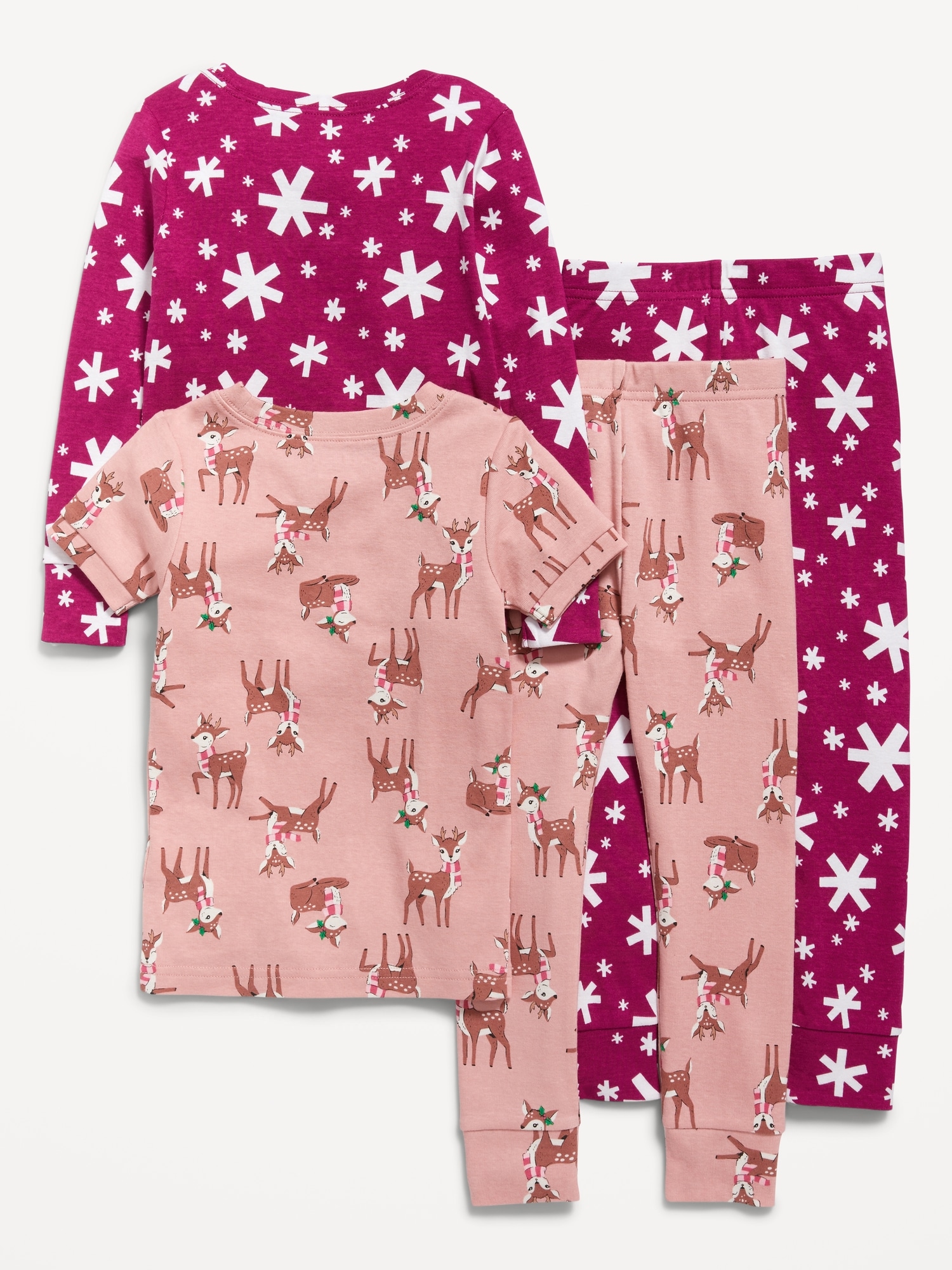 Unisex 4 Piece Printed Snug Fit Pajama Set for Toddler Baby