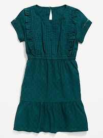 View large product image 3 of 4. Short-Sleeve Ruffle-Trim Clip-Dot Fit & Flare Dress for Girls