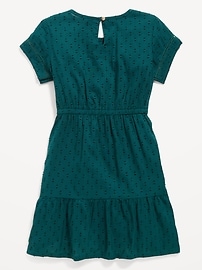 View large product image 4 of 4. Short-Sleeve Ruffle-Trim Clip-Dot Fit & Flare Dress for Girls