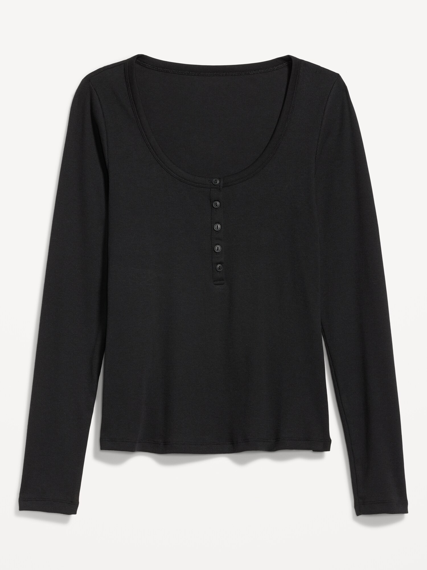 Женская футболка Old Navy Fitted Rib-Knit Henley, цвет: Чёрный — фото 4