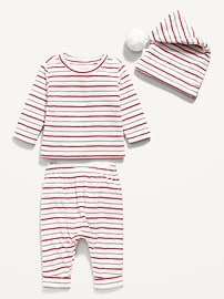 View large product image 3 of 3. Unisex Microfleece Printed 3-Piece Top, Pants & Hat Layette for Baby