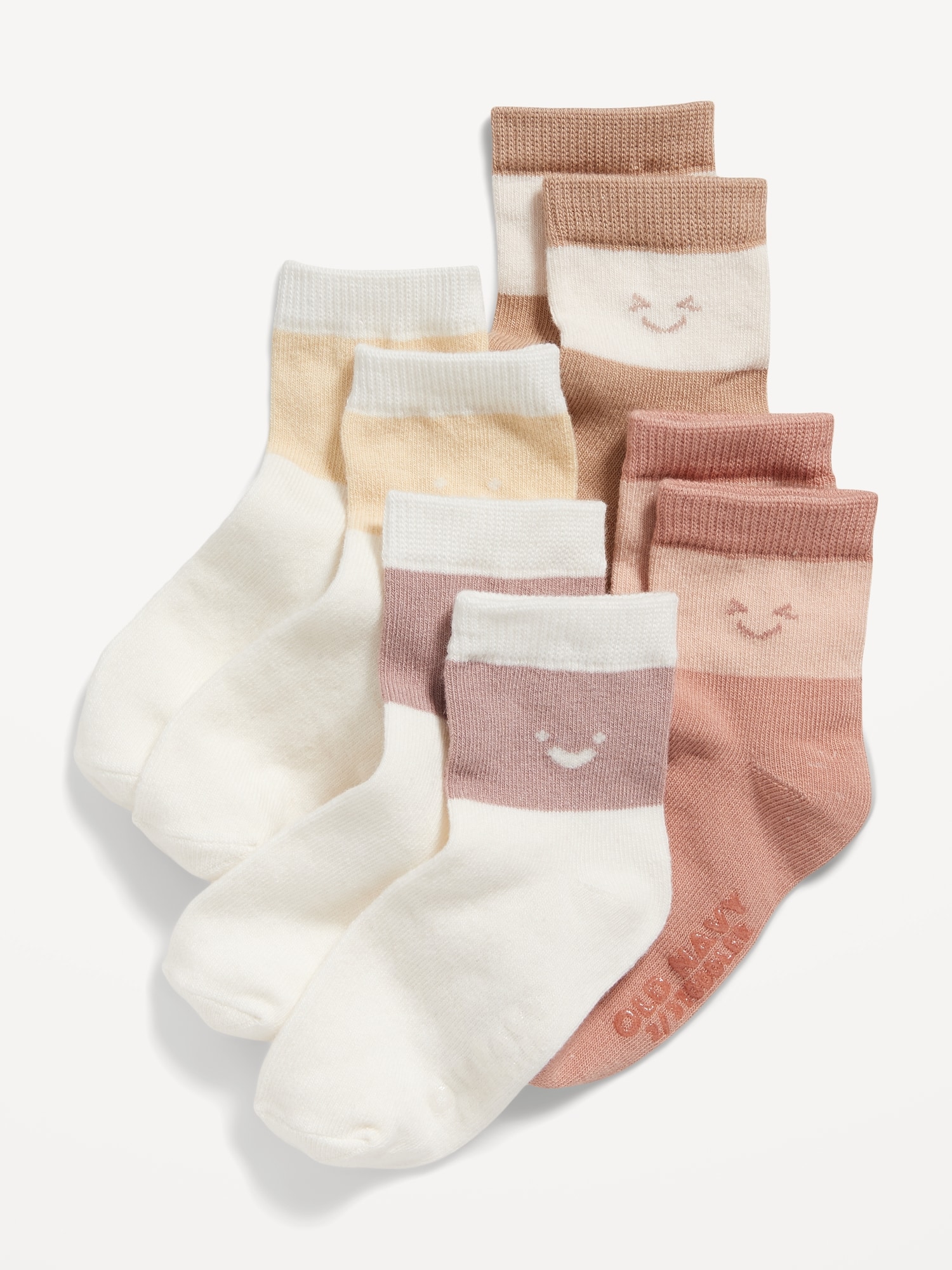Unisex Crew "Happy Faces" Socks 4-Pack for Toddler & Baby