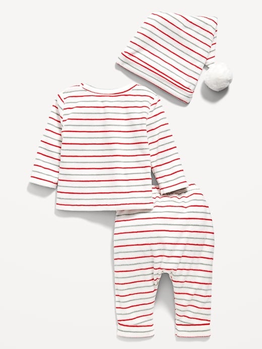 View large product image 2 of 3. Unisex Microfleece Printed 3-Piece Top, Pants & Hat Layette for Baby
