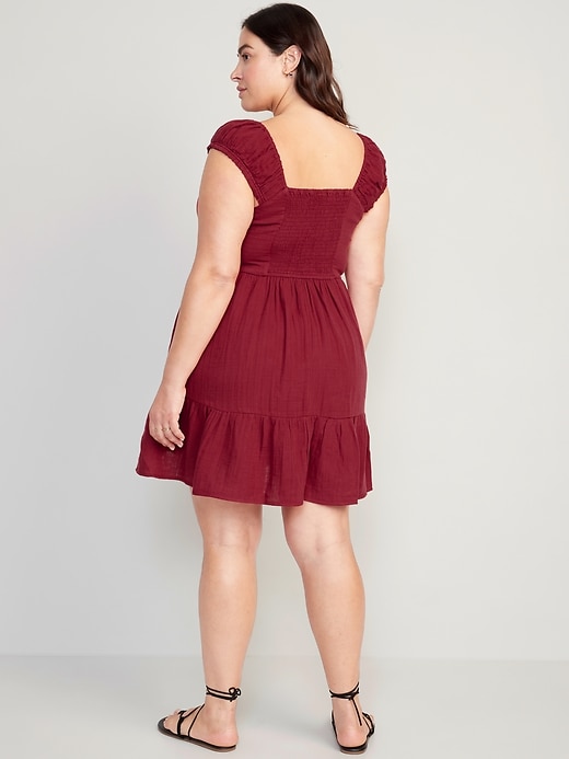 slim fit dress slacks Fit & Flare Puff-Sleeve Smocked Mini Dress for Women main image 1