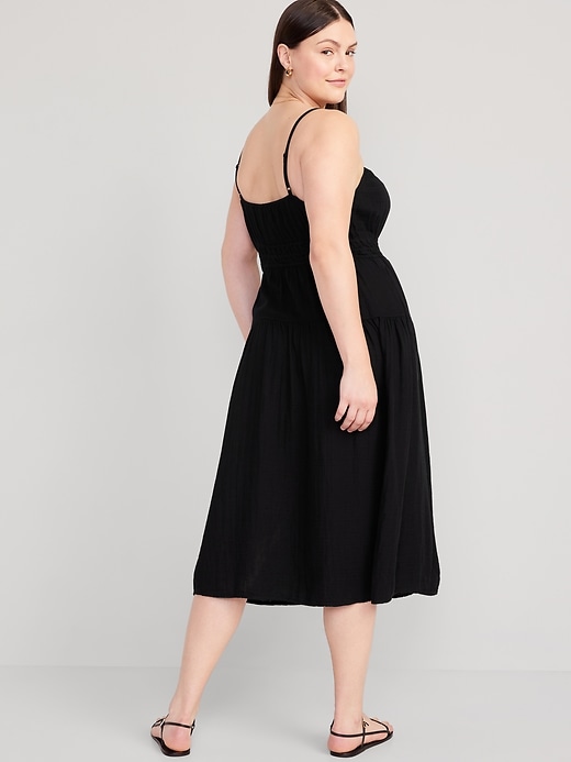Image number 6 showing, Waist-Defined Smocked Tiered Midi Cami Dress