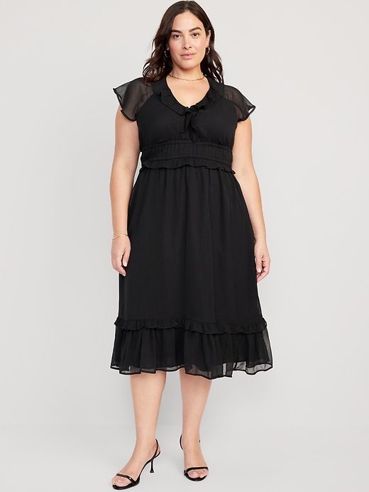 Image number 6 showing, Waist-Defined Flutter-Sleeve Midi Dress