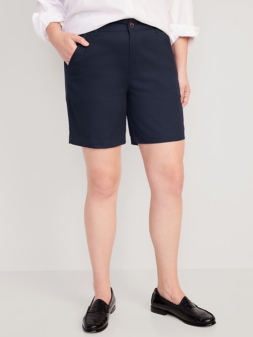 Image number 5 showing, High-Waisted Uniform Bermuda Shorts -- 7-inch inseam