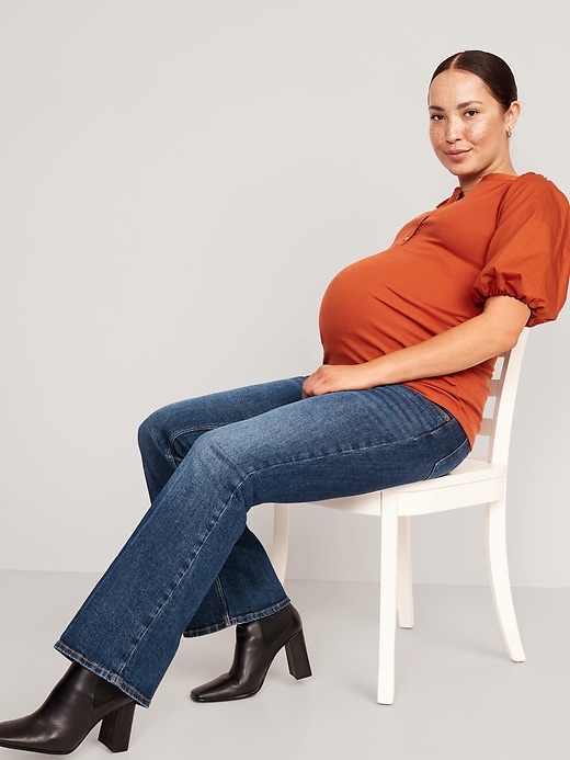 Image number 7 showing, Maternity Front-Low Panel Flare Jeans