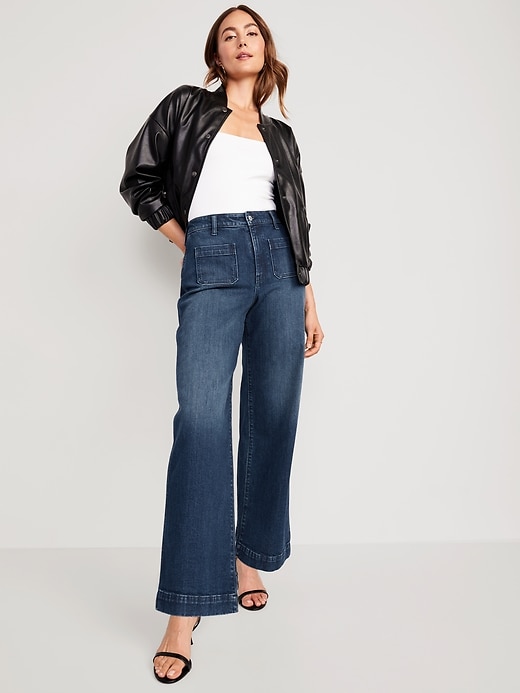 Image number 3 showing, Extra High-Waisted Trouser Wide-Leg Jeans
