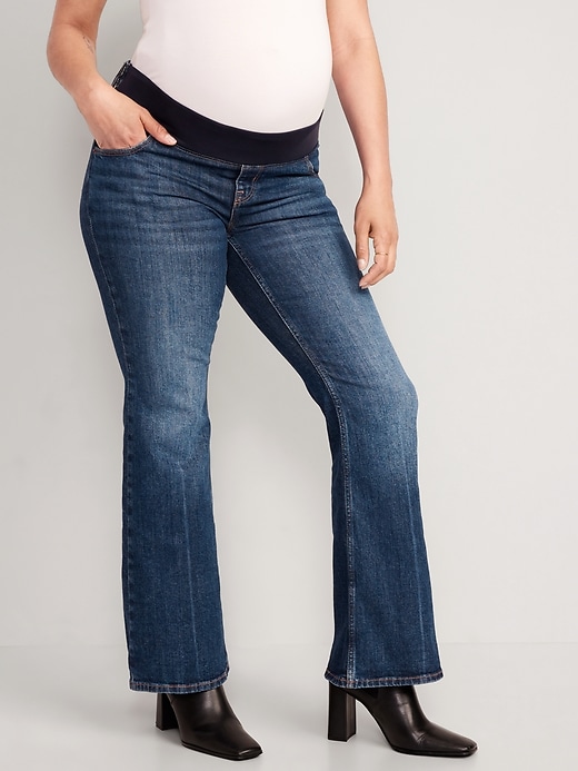Image number 1 showing, Maternity Front Low Panel Flare Jeans