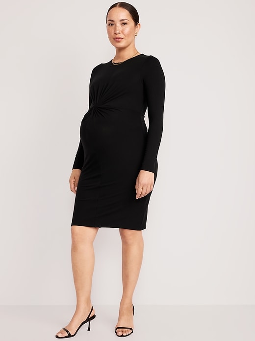 View large product image 1 of 1. Maternity Long-Sleeve Twist-Front Bodycon Dress