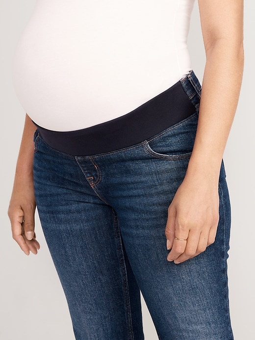Image number 5 showing, Maternity Front Low-Panel Flare Jeans