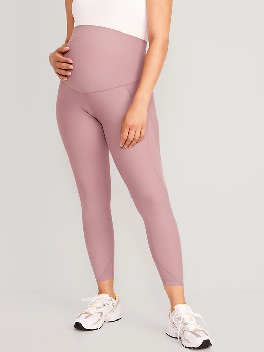 View large product image 1 of 2. Maternity Full-Panel PowerSoft Mesh 7/8-Length Leggings