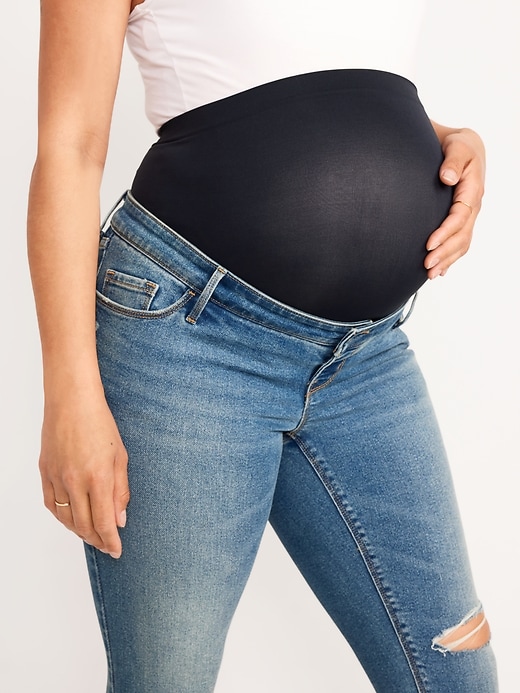 Image number 5 showing, Maternity Full-Panel Rockstar Super Skinny Jeans