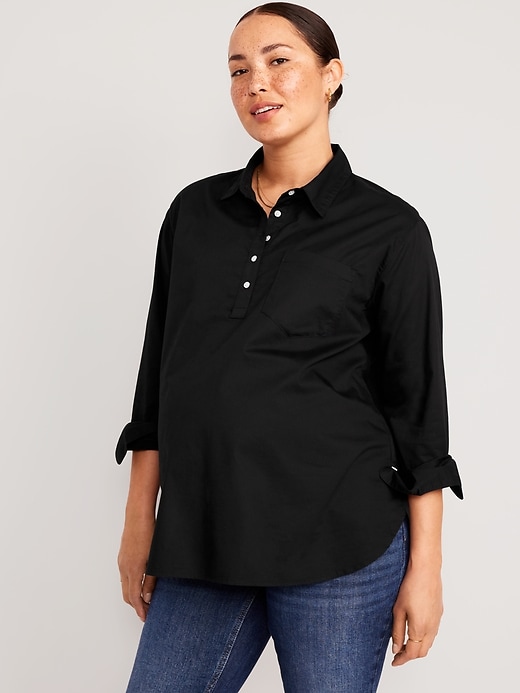 Image number 1 showing, Maternity Boyfriend Popover Shirt