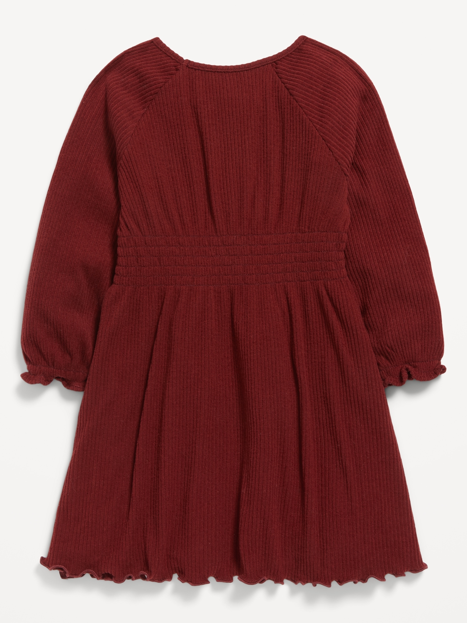 Long-Sleeve Rib-Knit Smocked-Waist Dress for Toddler Girls | Old Navy