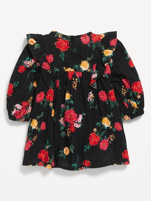 View large product image 2 of 3. Long-Sleeve Matching Floral-Print Ruffle-Trim Dress for Baby