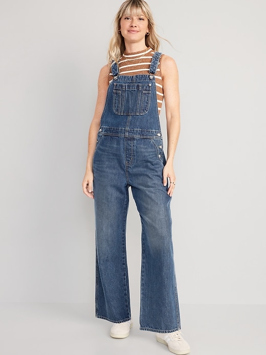 Image number 1 showing, Baggy Wide-Leg Jean Overalls