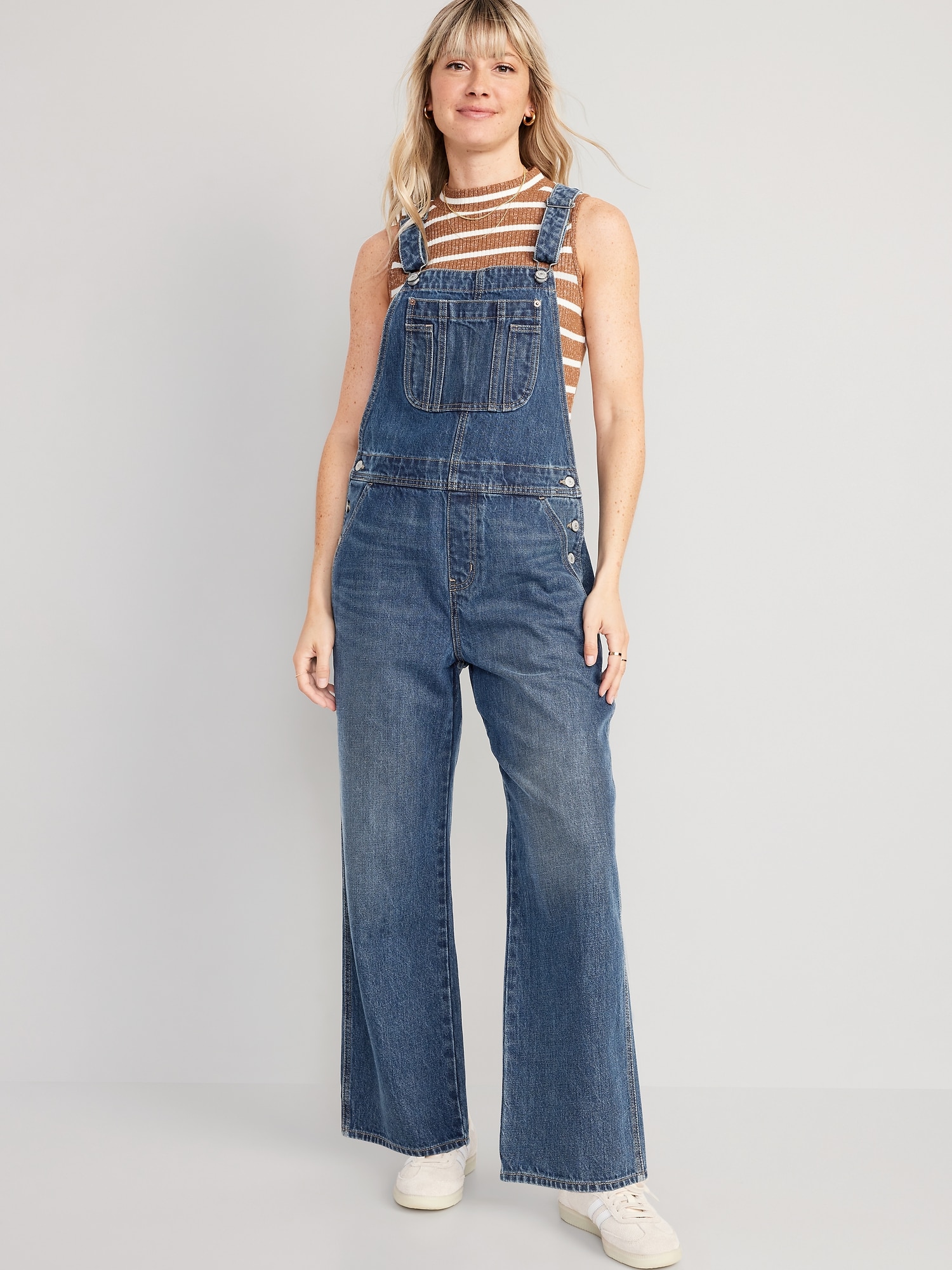 Oldnavy Baggy Wide-Leg Non-Stretch Jean Overalls for Women