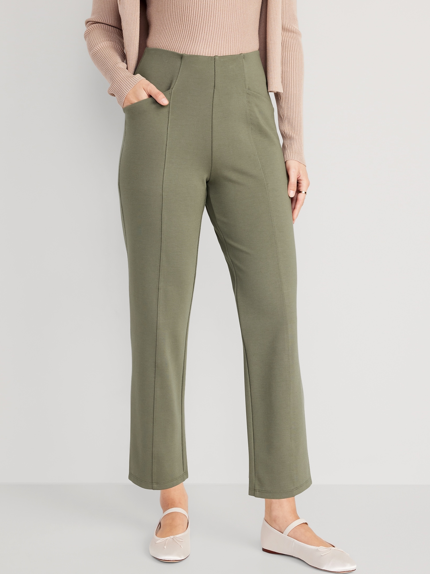 High-Waisted OG Straight Faux-Leather Ankle Pants for Women