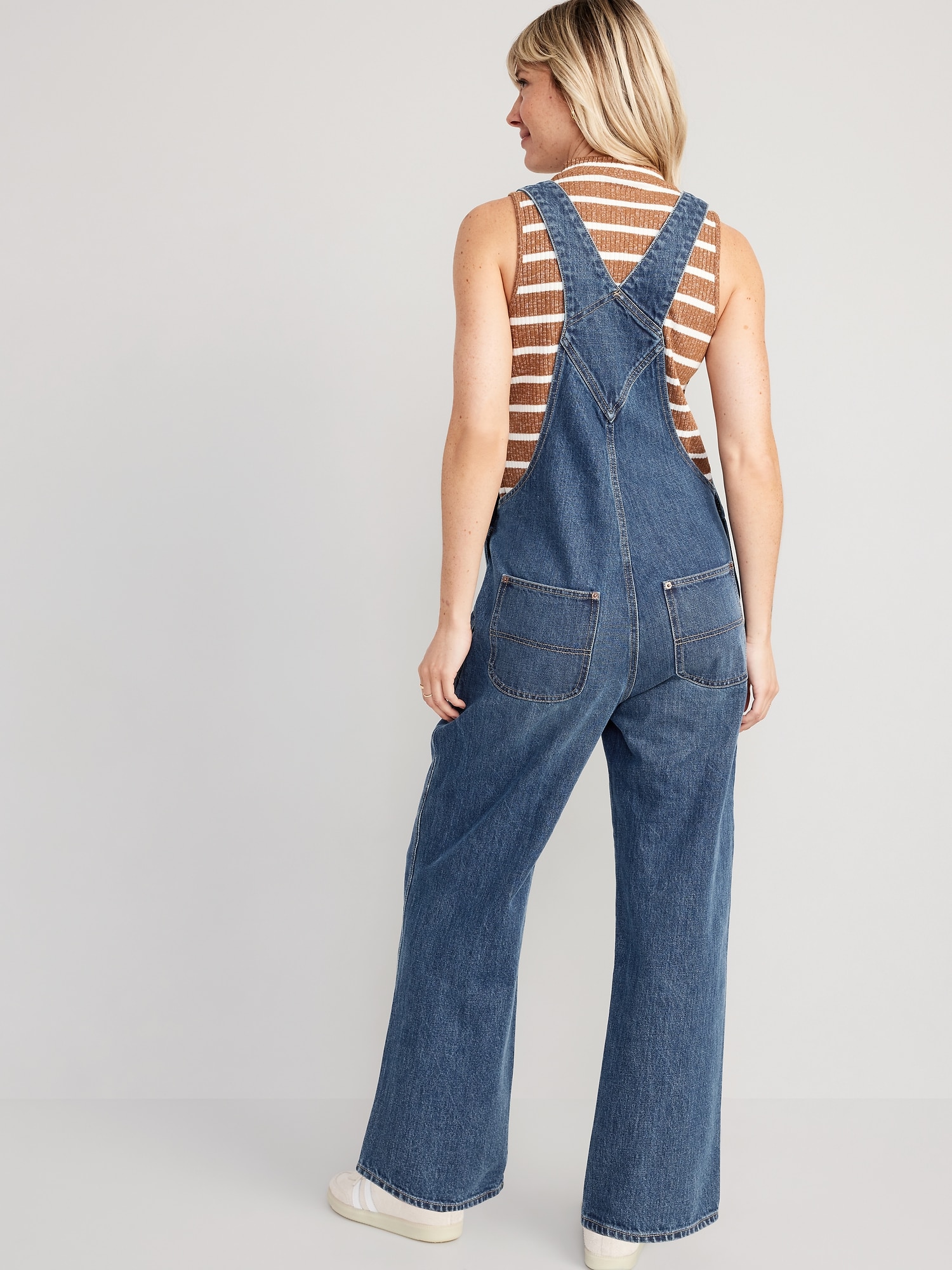 Baggy Wide-Leg Jean Overalls for Women | Old Navy