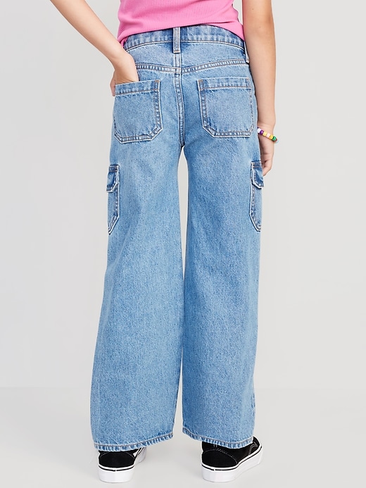 View large product image 2 of 5. High-Waisted Baggy Wide-Leg Cargo Jeans for Girls