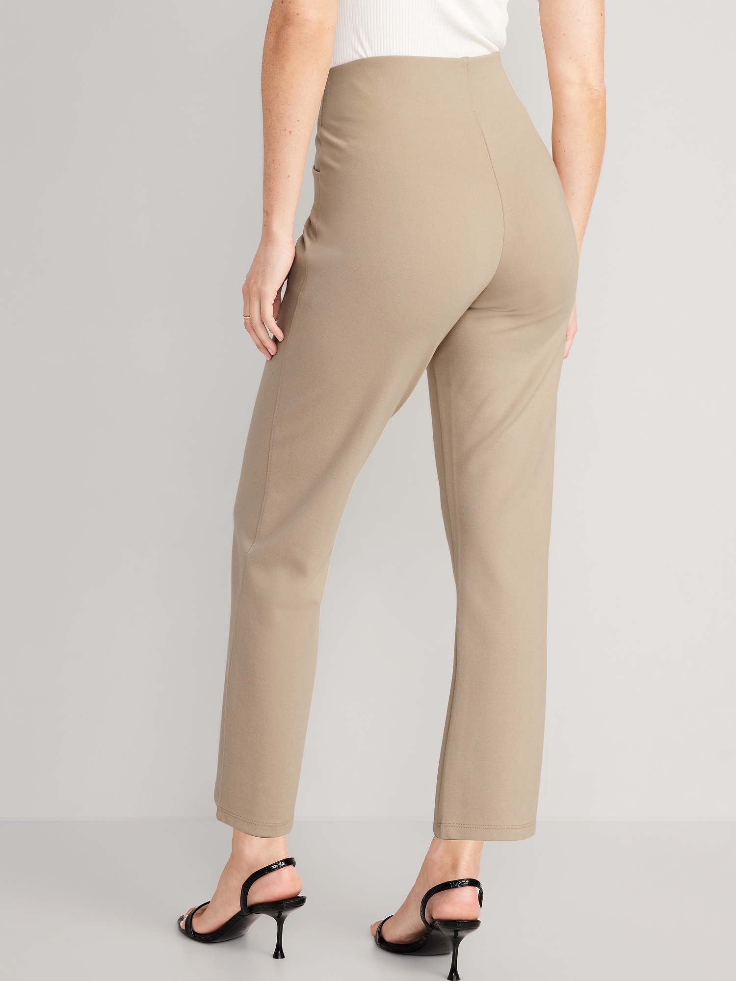 Women's Straight Leg Beige Dressy Pants - Formal Beige Careerwear Pants –  Moda Xpress