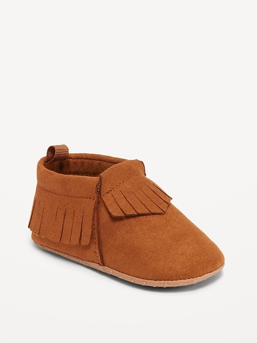 View large product image 1 of 1. Unisex Faux-Suede Moccasin Booties for Baby