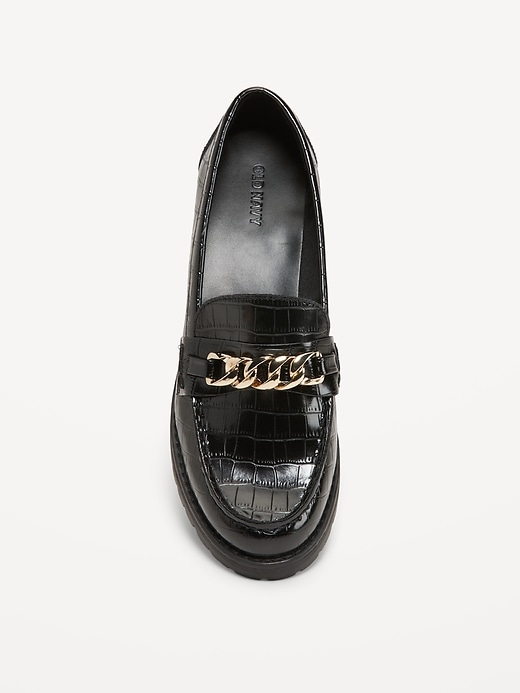 Image number 3 showing, Faux Leather Chunky Heel Loafers