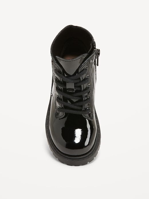 View large product image 2 of 4. Shiny Faux-Leather Side-Zip Combat Boots for Toddler Girls