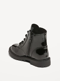 View large product image 3 of 4. Shiny Faux-Leather Side-Zip Combat Boots for Toddler Girls