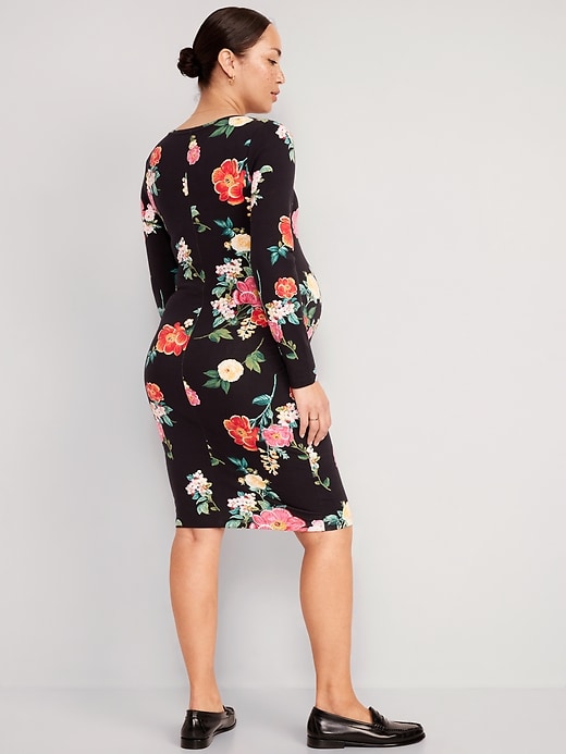 Image number 2 showing, Maternity Long-Sleeve Printed Jersey Bodycon Dress