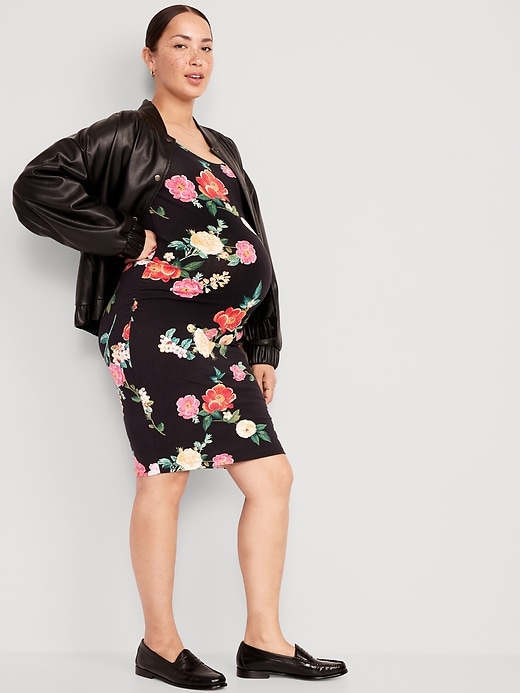 Image number 3 showing, Maternity Long-Sleeve Printed Jersey Bodycon Dress