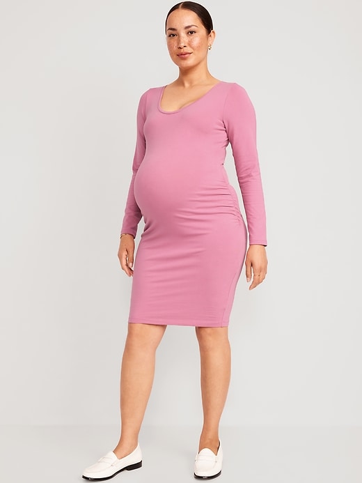 View large product image 1 of 1. Maternity Long-Sleeve Jersey Bodycon Dress