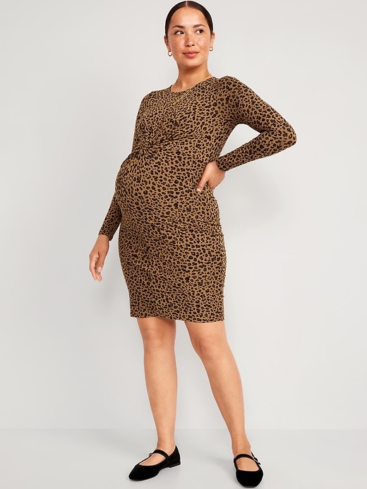 View large product image 1 of 2. Maternity Long-Sleeve Twist-Front Bodycon Dress