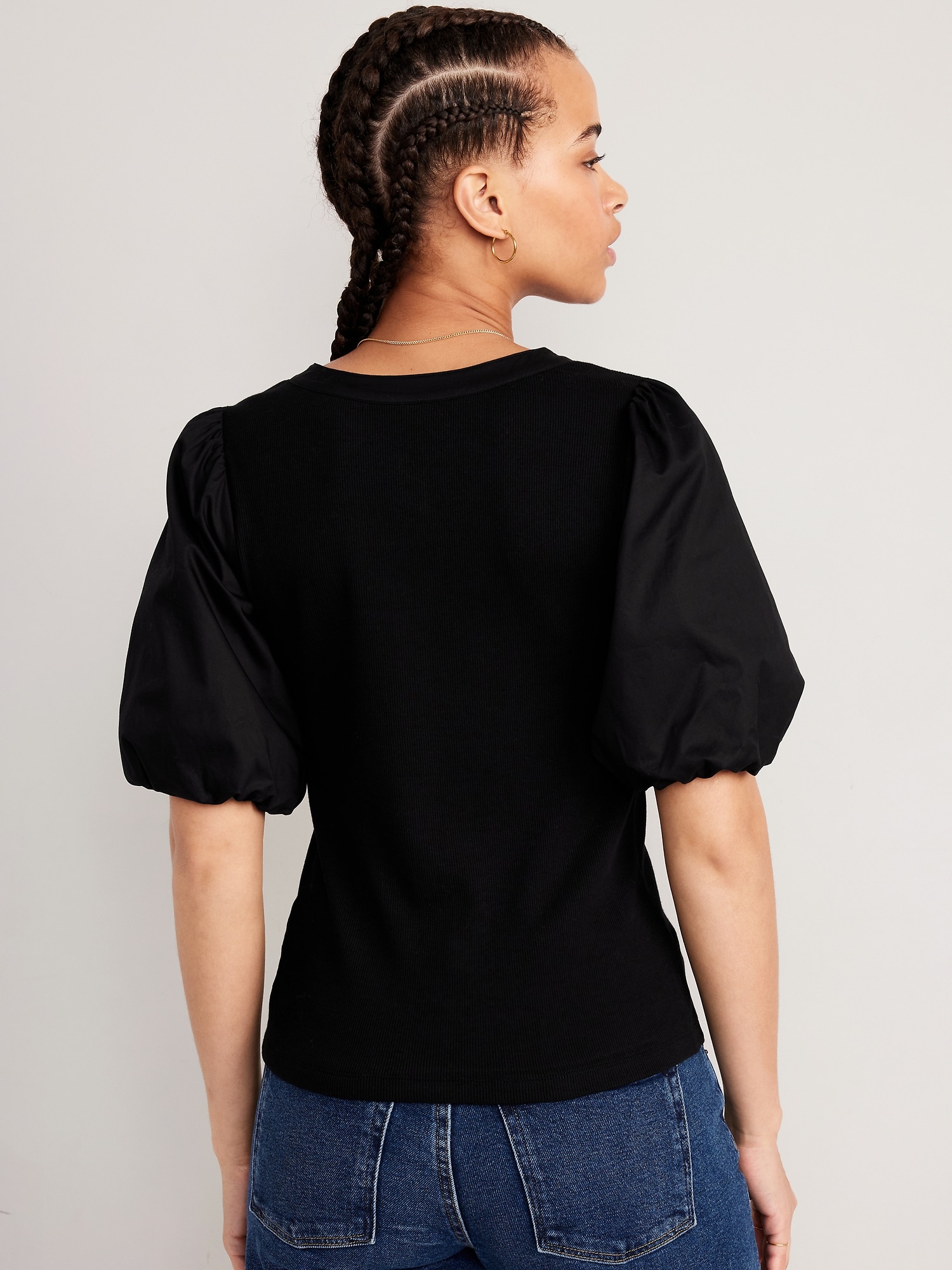 Fitted PuffSleeve Henley TShirt Old Navy